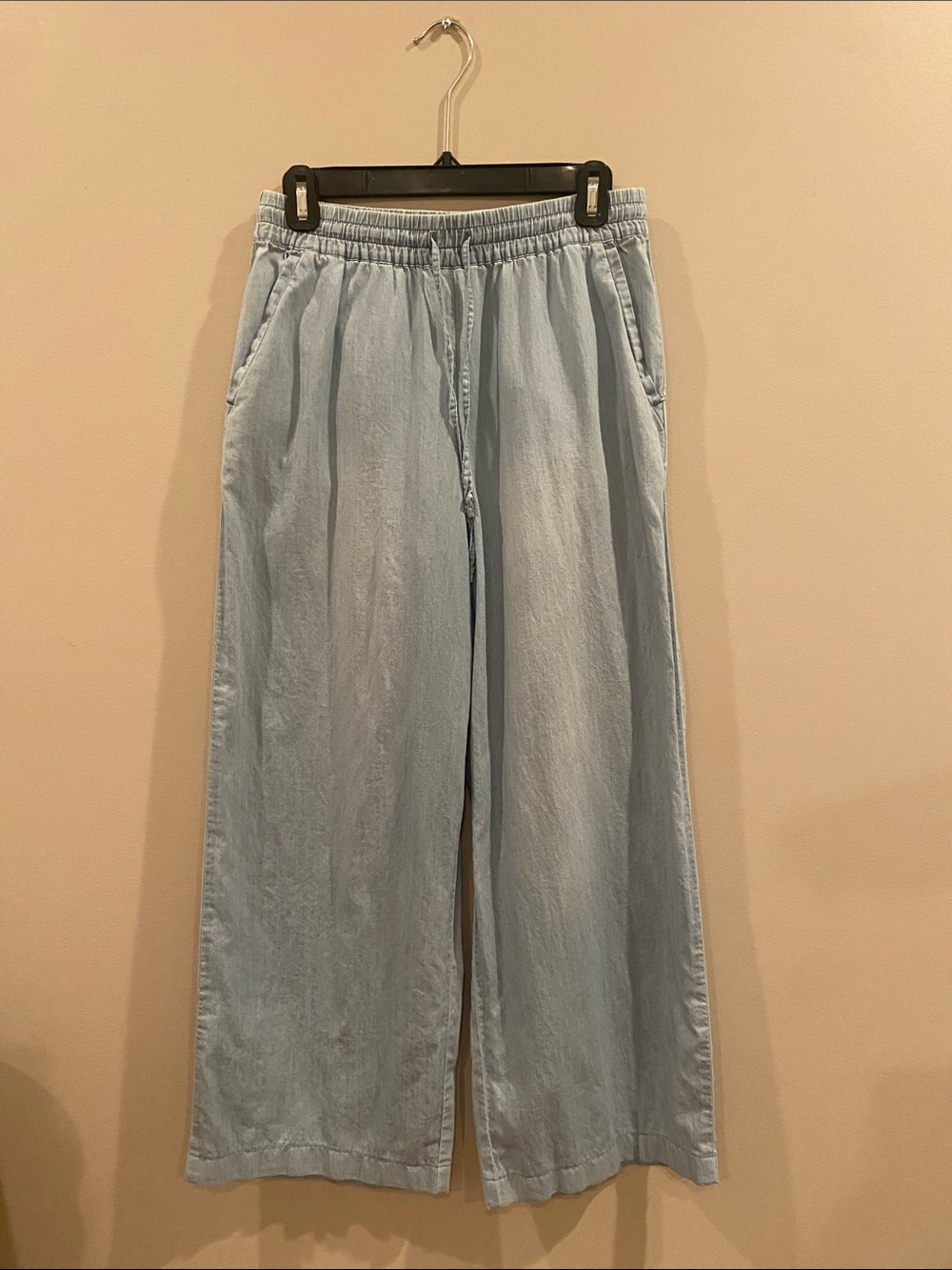 Garnet Hill Light Blue Elastic Waist Wide-Leg Pants. XS. Regular length.